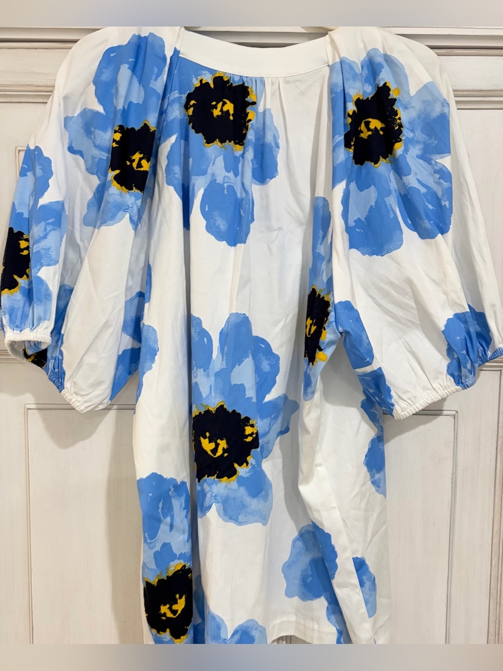 NWT SZ XL Anne Klein Blue Floral Puff Sleeve Tunic Top - Picture 2 of 6